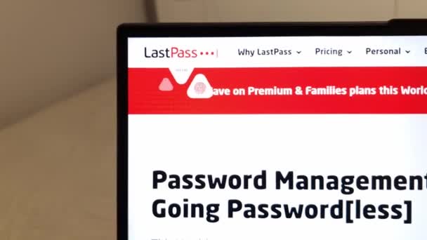 Konskie Polen Maj 2023 Lastpass Password Management Service Webbplats Visas — Stockvideo