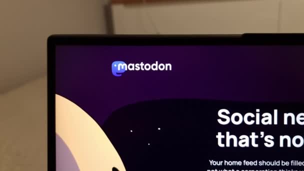 Konskie Polen Mai 2023 Mastodon Social Networking Software Website Wird — Stockvideo