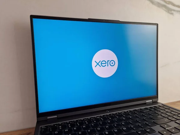 stock image Konskie, Poland - May 28, 2023: Xero accounting software company logo displayed on laptop pc screen