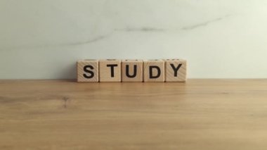 Tahta bloklardan kelime çalışması. Eğitim, bilgi kavramı