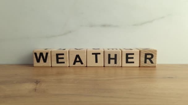 Slovo Počasí Dřevěných Bloků Koncept Předpovědi Počasí — Stock video