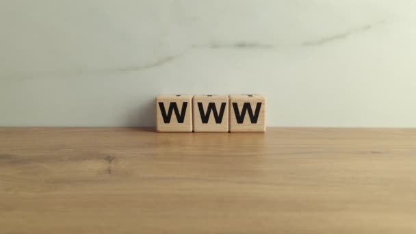 Λέξη Www Από Ξύλινα Μπλοκ Διαδίκτυο Έννοια Της Τεχνολογίας — Αρχείο Βίντεο