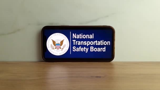 Konskie Polen Juni 2023 Ntsb National Transportation Safety Board Logo — Stockvideo