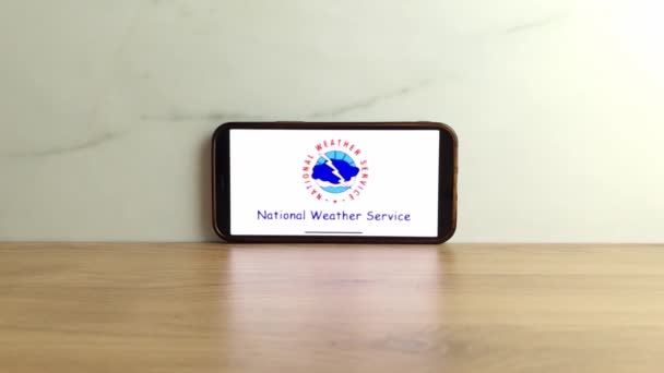 Konskie Polen Juni 2023 Nws National Weather Service Logo Weergegeven — Stockvideo