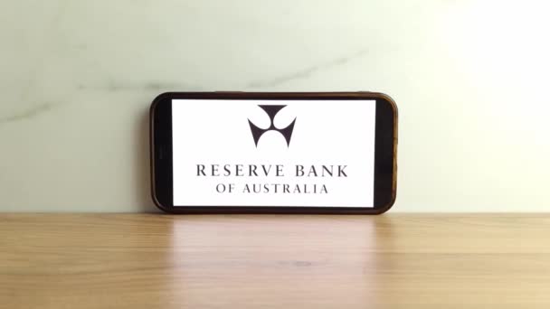 Konskie Polônia Junho 2023 Rba Reserve Bank Australia Logo Exibido — Vídeo de Stock