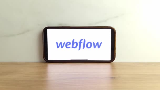 Konskie Polandia Juni 2023 Logo Alat Pengembangan Situs Web Webflow — Stok Video