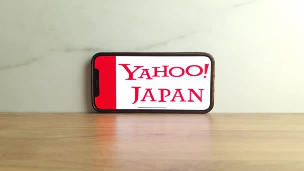 Konskie Polen Juni 2023 Yahoo Japan Internet Företagets Logotyp Visas — Stockvideo
