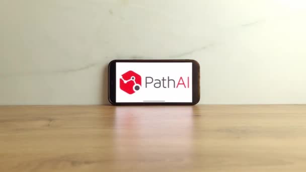 Konskie Polandia Juli 2023 Logo Perusahaan Teknologi Pathai Ditampilkan Pada — Stok Video