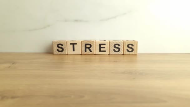Parola Stress Blocchi Legno Concetto Salute Mentale — Video Stock