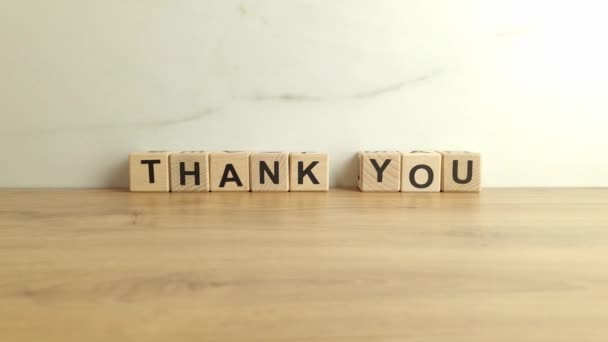 Texto Gracias Bloques Madera Apreciación Concepto Gratitud — Vídeos de Stock