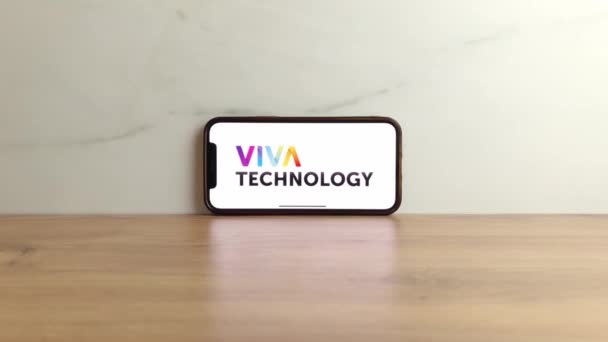 Konskie Polsko Července 2023 Viva Technology Logo Veletrhu Zobrazeno Obrazovce — Stock video