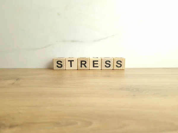 Parola Stress Blocchi Legno Concetto Salute Mentale — Foto Stock