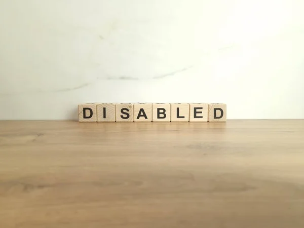 Parola Disabilitata Fatta Blocchi Legno Concetto Disabilità — Foto Stock