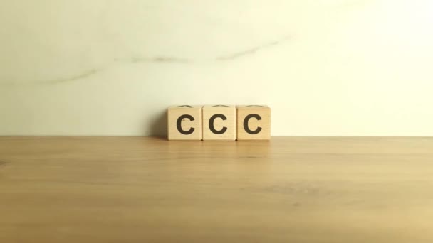 Ccc Abkürzung Aus Holzklötzen Akronym Für Ziviles Naturschutzkorps — Stockvideo
