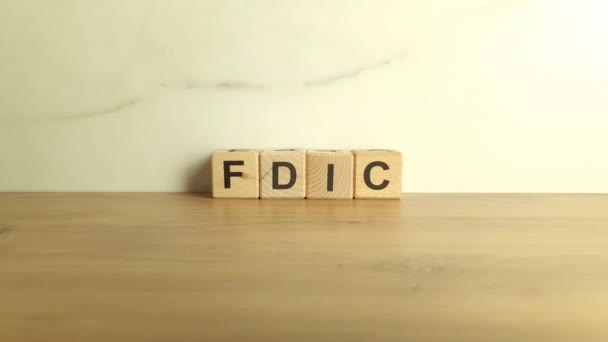 Сокращение Fdic Деревянных Блоков Федеральная Корпорация Страхования Вкладов Концепция Финансов — стоковое видео
