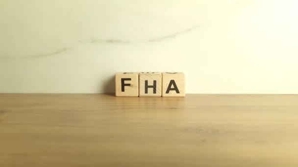 Fha的缩写来自木块 联邦住房管理局简称 — 图库视频影像