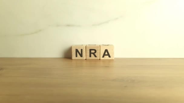 Nra缩写来自木块 National Rifle Association Acronym — 图库视频影像