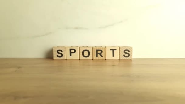 Word Sport Fra Træblokke Fitness Sundhed Koncept – Stock-video