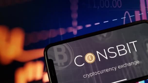 Konskie Polonia Enero 2024 Coinsbit Cryptocurrency Exchange Logo Displayed Smartphone — Vídeo de stock