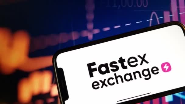 Konskie Polen Januar 2024 Fastex Kryptowährungsbörse Logo Auf Smartphone Auf — Stockvideo