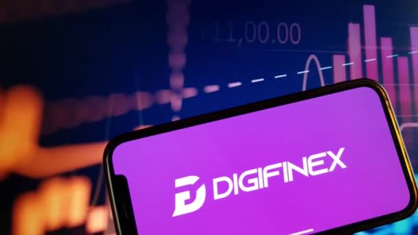 Konskie Lengyelország Január 2024 Digifinex Cryptocurrency Exchange Logo Jelenik Meg — Stock videók