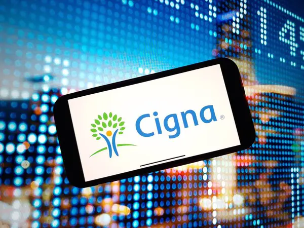 Stock image Konskie, Poland - January 07, 2024: Cigna company logo displayed on mobile phone screen