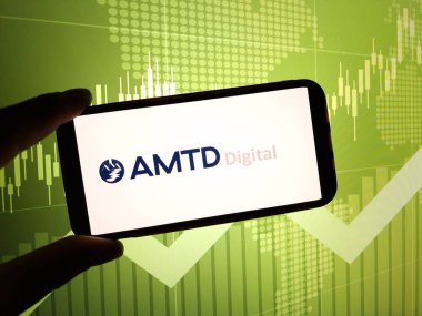 Konskie, Polonya - 27 Ocak 2024: AMTD Dijital şirket logosu cep telefonu ekranında sergilendi