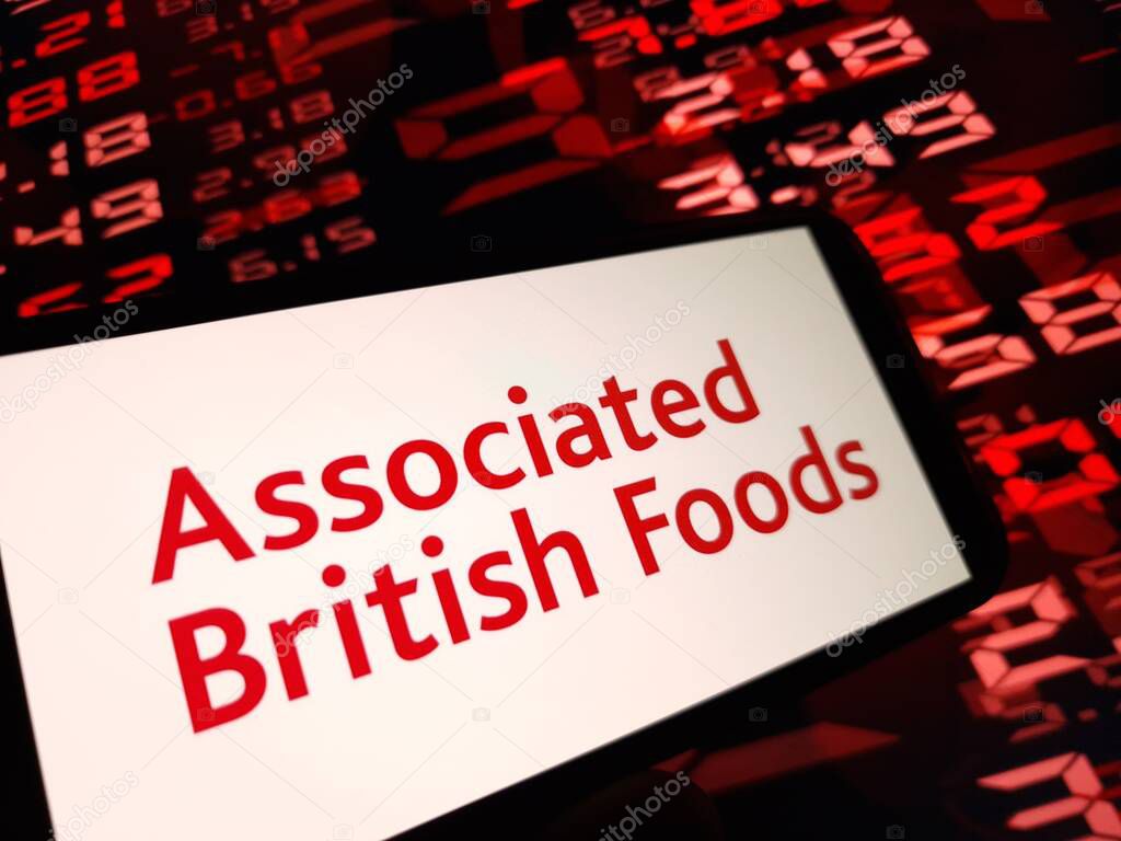 Konskie, Poland - February 05, 2024: Associated British Foods company logo displayed on mobile phone