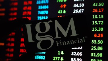 Konskie, Poland - March 17, 2024: IGM Financial company logo displayed on mobile phone clipart