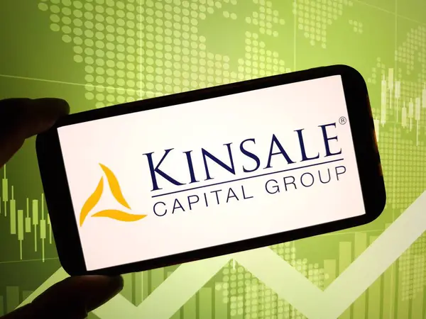 stock image Konskie, Poland - May 05, 2024: Kinsale Capital Group company logo displayed on mobile phone