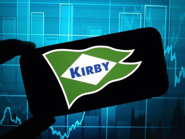 Konskie, Poland - May 13, 2024: Kirby Corporation company logo displayed on mobile phone clipart