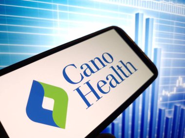 Konskie, Polonya - 29 Mayıs 2024: Cano Health şirketinin logosu cep telefonunda sergilendi