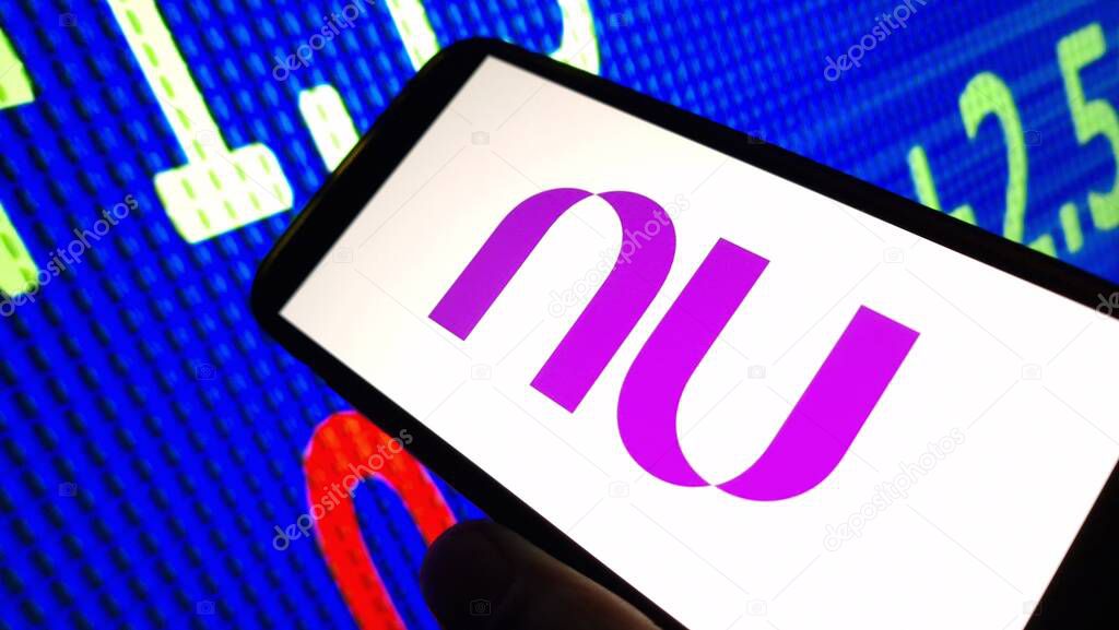 Konskie, Poland - November 15, 2024: Nu Holdings company logo displayed on mobile phone
