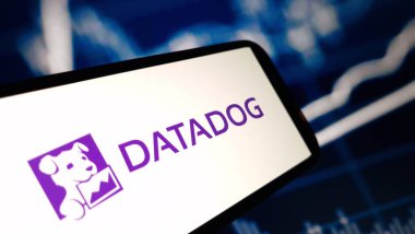 Konskie, Poland - November 23, 2024: Datadog company logo displayed on mobile phone clipart