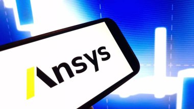 Konskie, Poland - November 24, 2024: Ansys company logo displayed on mobile phone clipart