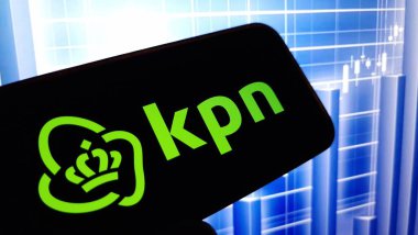 Konskie, Poland - December 08, 2024: KPN company logo displayed on mobile phone clipart