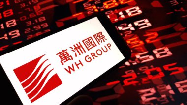 Konskie, Polonya - 23 Aralık 2024: WH Group şirket logosu cep telefonunda sergilendi