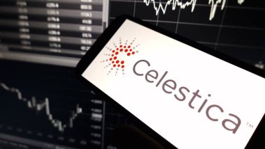 Konskie, Poland - December 23, 2024: Celestica company logo displayed on mobile phone clipart