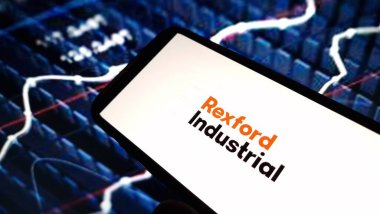 Konskie, Poland - December 23, 2024: Rexford Industrial company logo displayed on mobile phone clipart