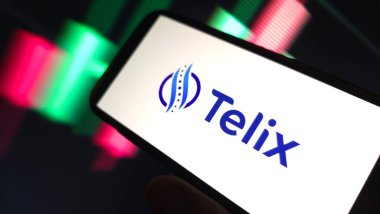 Konskie, Polonya - 27 Mart 2025: Telix İlaç Şirketi logosu cep telefonunda sergilendi