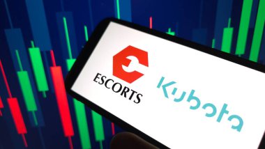 Konskie, Polonya - 06 Nisan 2025: Kubota şirketinin logosu cep telefonunda sergilendi