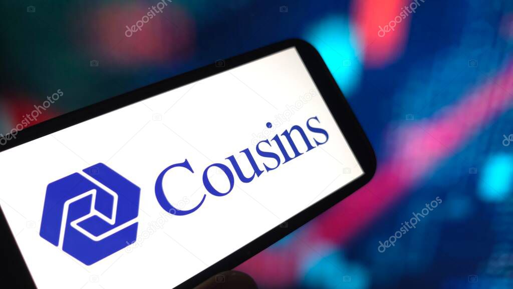 Konskie, Poland - April 05, 2025: Cousins Properties company logo displayed on mobile phone