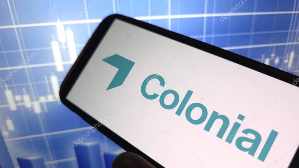 Konskie, Poland - June 29, 2025: Inmobiliaria Colonial company logo displayed on mobile phone