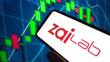Konskie, Polonya - 03 Ağustos 2025: Zai Lab şirket logosu cep telefonunda sergilendi