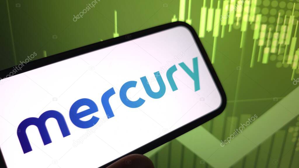 Konskie, Poland - August 24, 2025: Mercury Systems company logo displayed on mobile phone