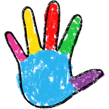 Colorful Handprint with Rainbow Colors Crayon Drawing, Crayon kids handprint