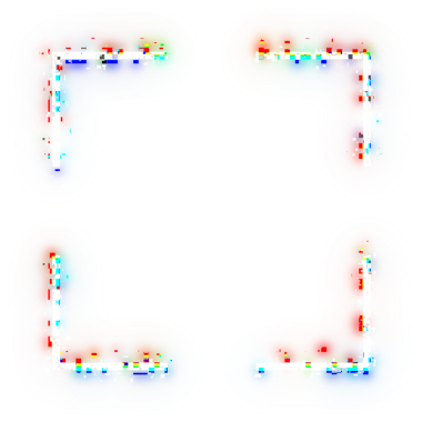 Neon error glitch four corners. Noise glitch with light border