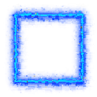 blue Neon Cyber Frame with distorted effect, cyan light cyberpunk border