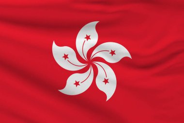 Vibrant Waving Flag of Hong Kong - Bauhinia National Symbol
