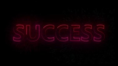 Dinamik neon başarılı metin animasyonu patlayıcı arka plan efektleri ve parlayan kırmızı ve pembe renkler